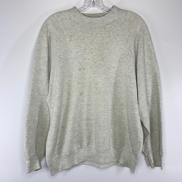 Vintage Fruit Of The Loom Light Gray Crew Neck Sweatshirt Blank - Picture 1 of 7